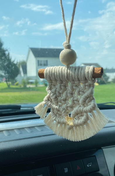 Macrame Rearview Mirror Diffuser Charm